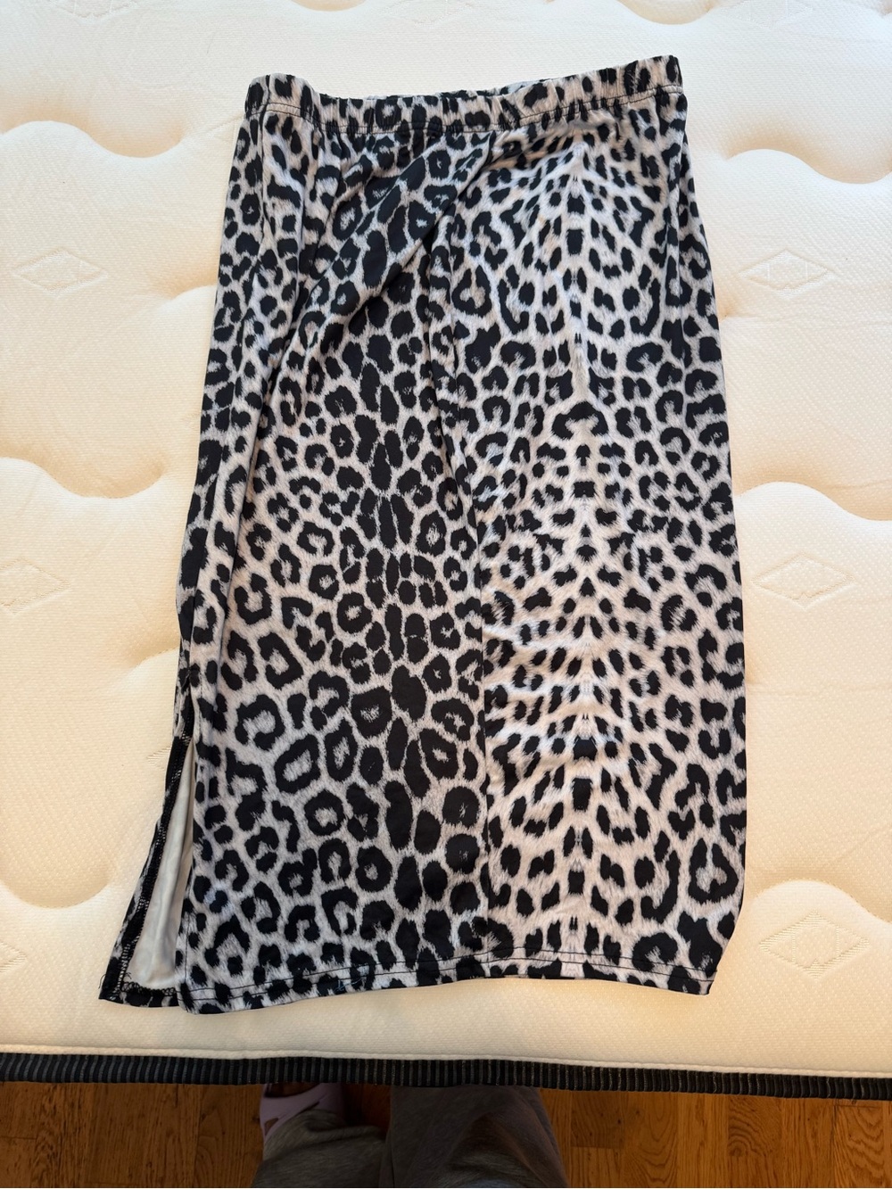 SHEIN Leopard Print Slip Skirt in Black & Cream